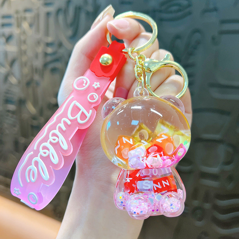 Wholesale Creative Sugar Bean Bear Oil Liquid Keychain